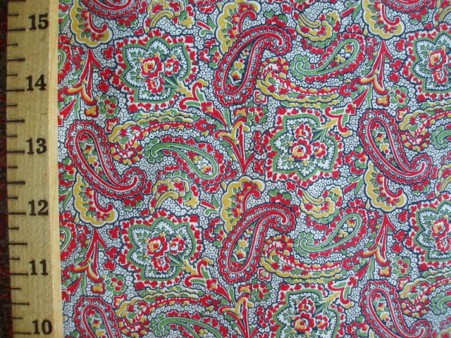 Red, Yellow & Green Paisley | AntiqueFabric.com